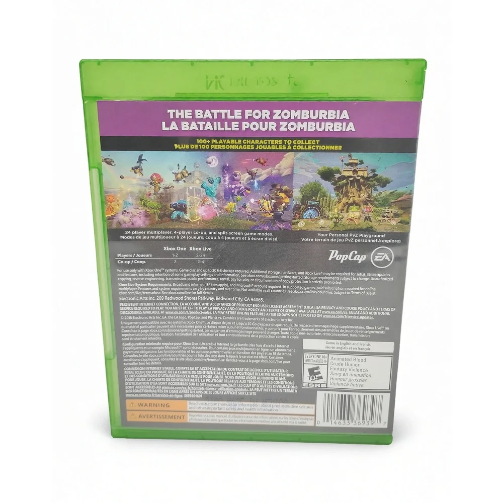 Plants vs Zombies Garden Warfare 2 Xbox One Video Game Disc Multiplayer Shooter